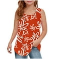 thumbnail image 2 of BRGZLK Girls Tank Top Funny Floral Print Sleeveless Shirts Summer Casual Round Neck Beach Holiday Tee Orange 11-12 Years, 2 of 6