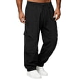thumbnail image 2 of Yongwang Men's Athletic Cargo Joggers Drawstring Straight Leg Pants with Pocket Windproof Outdoor Sports Trousers, 2 of 8