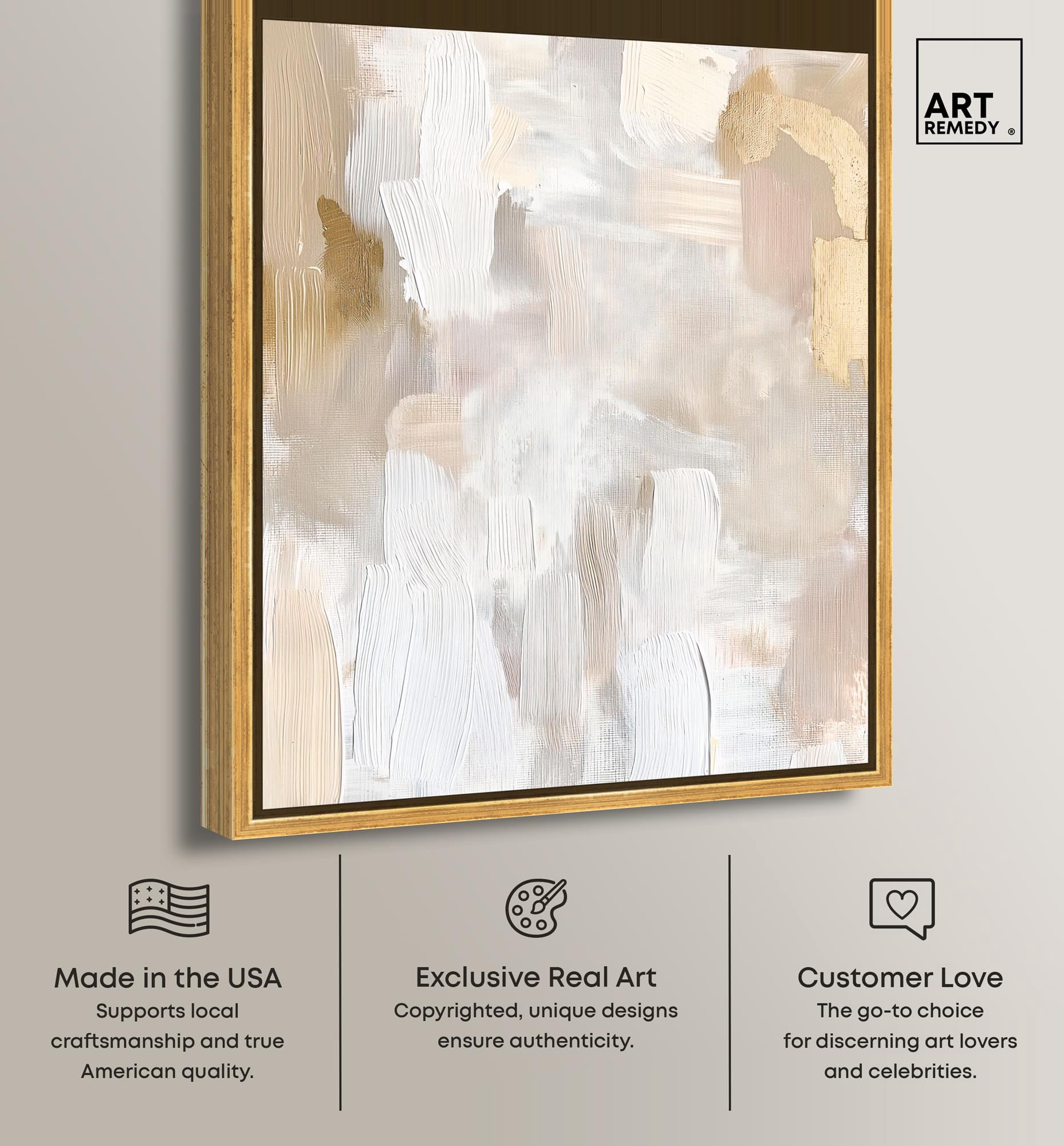 Beige and Cream II Canvas Muted Elegant Art by Art Remedy, Gold Frame, 20 x 24
