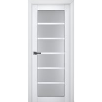 Interior Solid French Pre-Hung Door Frosted Glass | Veregio 7602 White Silk | Single Regular Panel Frame Trims Handle | Bathroom Bedroom Sturdy Doors -18" x 84"