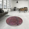 thumbnail image 4 of Ahgly Company Machine Washable Indoor Round Industrial Modern Dark Raspberry Purple Area Rugs, 6' Round, 4 of 7