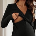 thumbnail image 4 of Gfyviroh Women's Maternity Wrap Dress Long Sleeve V-Neck Bow Tie Bodycon Dress Ribbed Knit Knee Length Pregnancy Nursing Dress for Women, 4 of 8