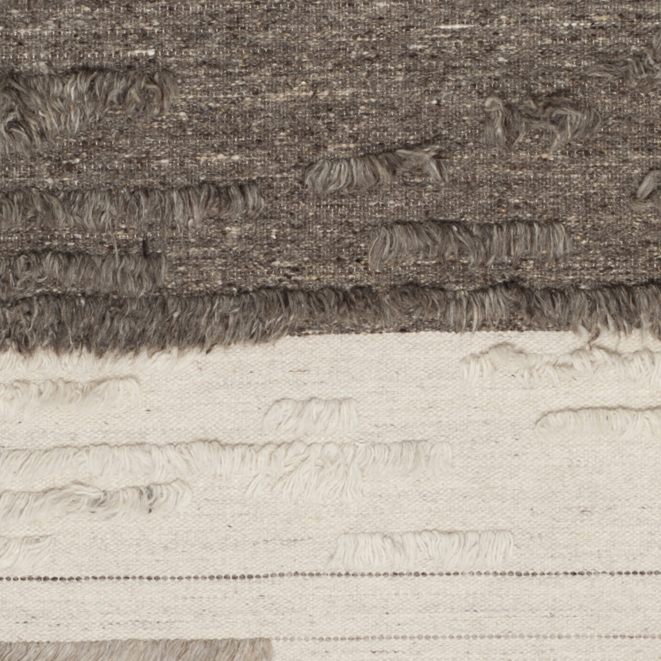 SAFAVIEH Kenya Jona Braided Abstract Fringe Area Rug, Ivory/Grey, 4' x 6'