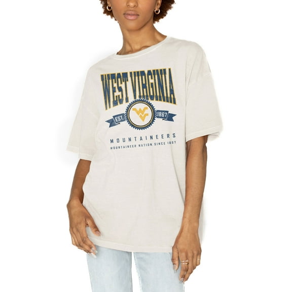 Women's Gameday Couture White West Virginia Mountaineers Get Goin' Oversized T-Shirt