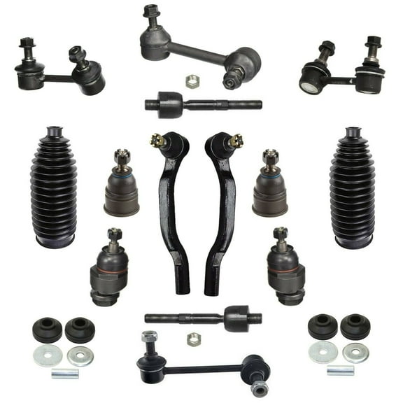 16 Pc Complete Suspension Kit Rear & Front Sway Bar Link Outer and Inner Tie Rod Bellow Boots Upper Shock Mount Bushing Upper Ball Joint (Adjustable) Fits select: 1998-2002 HONDA ACCORD