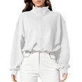 thumbnail image 5 of Xcmzpl Women's Zip Up Sweatshirts Basic Solid Color V Neck Sweatshirt Lightweight Pullover Tops Comfort Long Sleeve Shirts Fall Clothes, 5 of 7