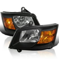Spec-D Tuning Black Headlights Compatible with 2008-2010 Dodge Grand Caravan L R Pair Head Light Lamp Assembly