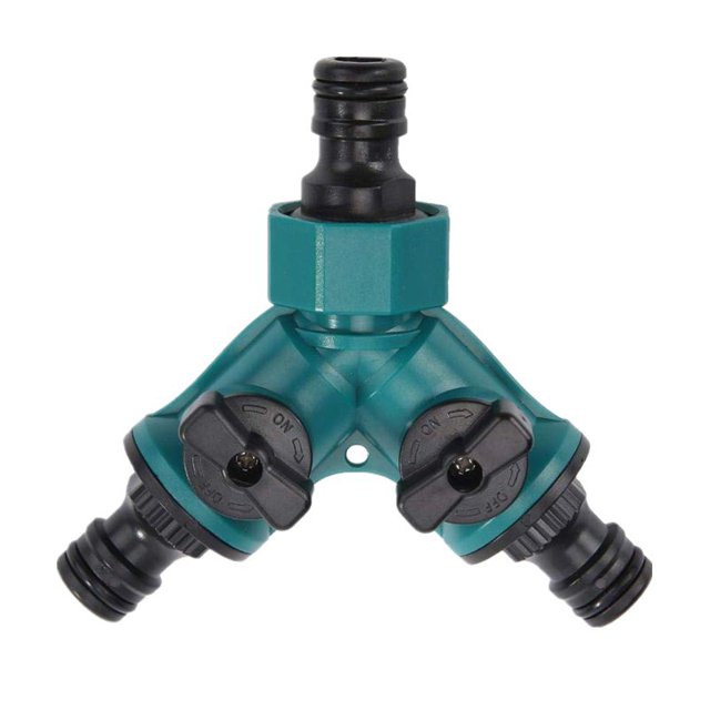 Válvula de manguera de jardín Manguera de jardín Conector rápido Distribuidor Control de agua Válvula de cierre Separador Grifo de manguera de jardín Conector de 3/4 pulgadas (Verde)