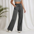 thumbnail image 2 of Women's Casual High Waist Wide Leg Pants With Drawstring Soft Comfortable Stretchy Workout Yoga Trousers For Running Outdoor Activities, 2 of 6