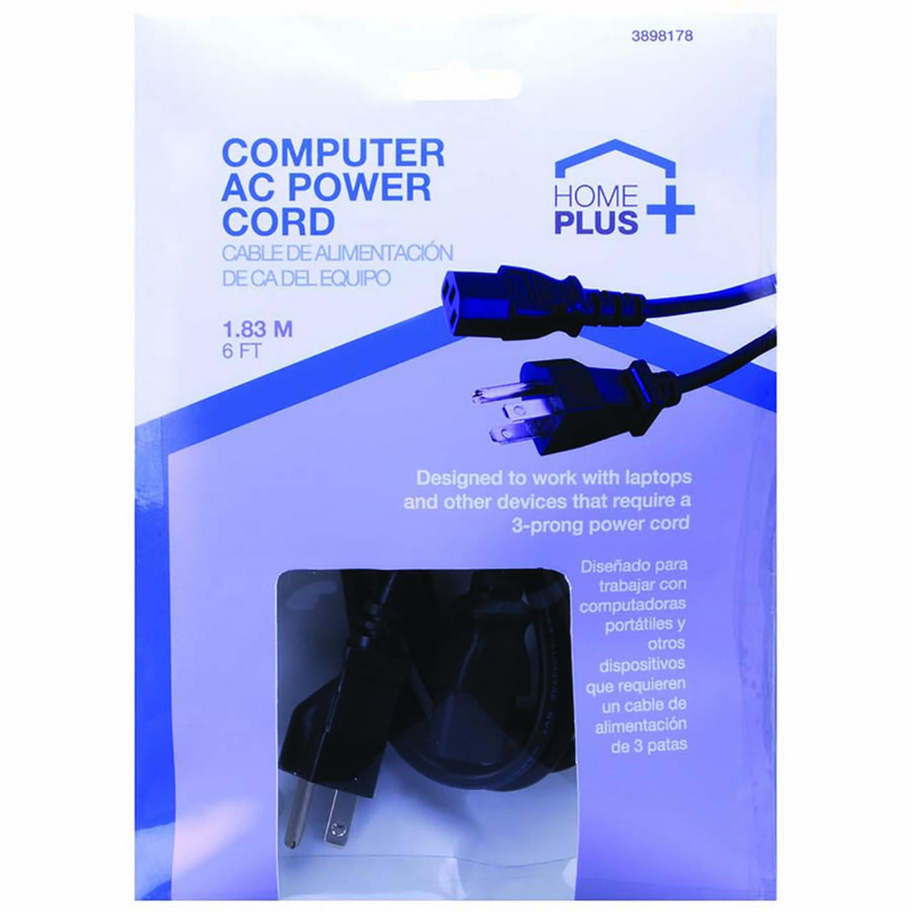 Home Plus 3898178 6 ft. AC Power Cord, Black - Walmart.com