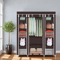 thumbnail image 2 of Tcbosik Clothes Rack with Cover, 5-Tier Clothing Storage Organizer with Shelves and Hanging Rod for Home, Apartment, Space Saving, Dark Brown, 2 of 7