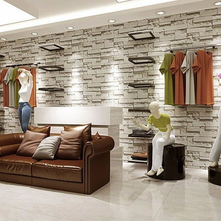 10M/ 57sq.ft/393.7' x 21' Removable Waterproof 3D PVC Brick Stone Wall Decor Wallpaper Embossed Effect Roll Wall Decal Wall Accent TV Walls Roll Vinyl for Shop Restaurant (Best Christmas Live Wallpaper Android)