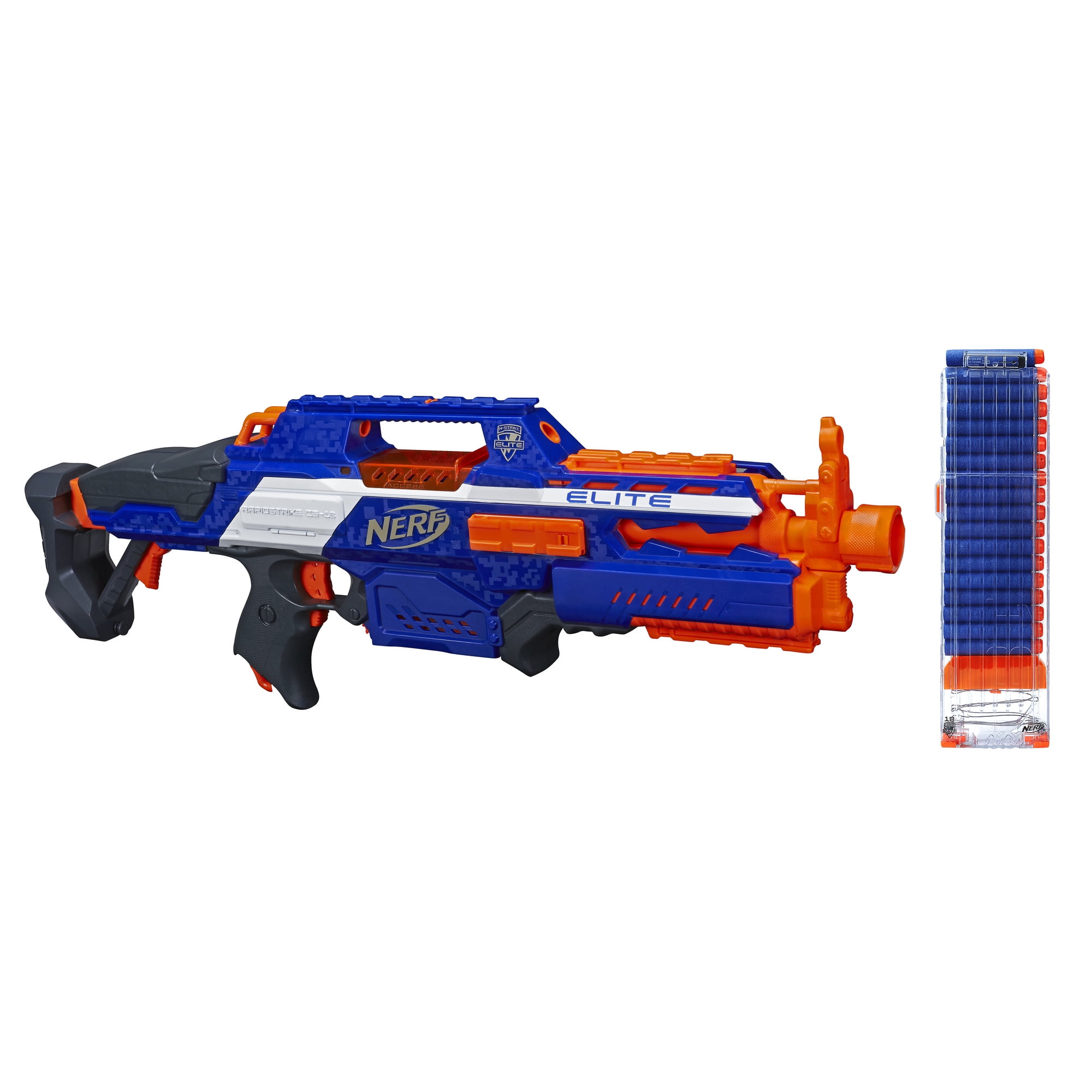 Nerf Rapidstrike CS-18 Blaster Gun Motorized Electronic Blue Orange