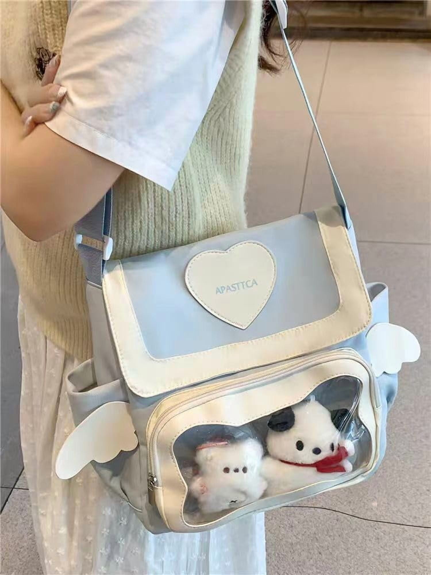 JUYGO Cute Japanese Aesthetic Ita Bag Heart Crossbody Bag Purse for Women Teen Girl Tote