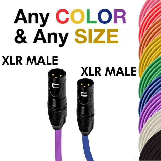 3Pin XLR Male to 1/4" TRS Balanced Stereo Cable Custom Length, Color
