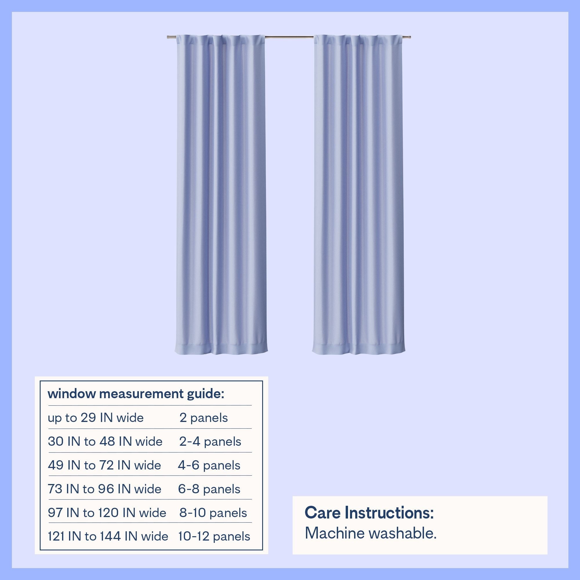 Mainstays Kids Spring Periwinkle Light Purple Solid Blackout Rod Pocket with Back Tabs Curtain Panel Pair, Set of 2, 30" W x 95" L