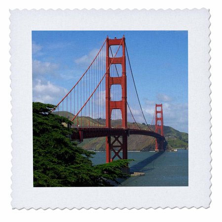 3dRose Golden Gate Bridge San Francisco - Quilt Square, 10 by 10-inch
