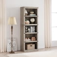 thumbnail image 2 of IDEALHOUSE 5 Tier Bookcase, Farmhouse Book Shelf with Storage, Tall Book Case Wooden 5 Shelf Bookcase for Home Office, Living Room, Bed Room (Grey, 67.4" H x 24.6" W x 12.8" D), 2 of 15