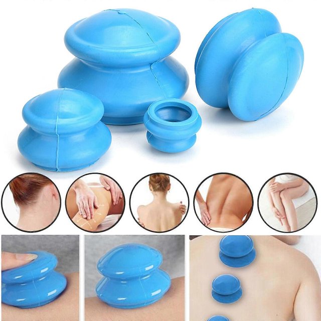 Pack Of 4 Chinese Acupuncture Rubber Cupping Vacuum Massage Cellulite Therapy