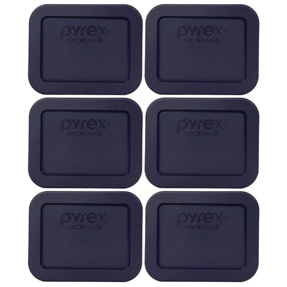Pyrex 7213-PC 1.9-Cup Blue Plastic Rectangle Storage Replacement Lid Cover (6-Pack)