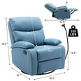 thumbnail image 2 of hzlagm Swivel Rocker Recliner Chair with Adjustable Backrest＆Footrest Breathable Fabric Rocking Chair for Home Theater, Living Room - Blue, 2 of 7
