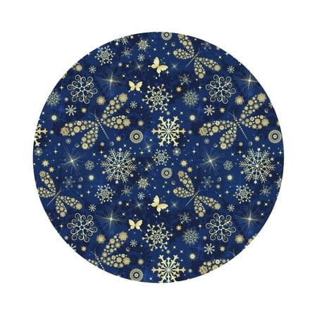 

Coaee Dark Blue Christmas Print Leather Coasters Set of 6 Non-Slip Washable Cup Coasters for Home Office Bar Round Shape