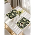 thumbnail image 5 of Black Teal Boho Botanical Placemats Set of 12, Southwestern Retro Ethnic Tribal Placemats for Dining Table, Place Mats for Kitchen Tabletop, Waterproof Wipeable Dining Table Mats Set, 5 of 9