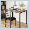thumbnail image 5 of 5-Piece Dining Table Set for 4, Space-Saving Kitchen Table and Chairs with Cushions, Metal Frame, Dining Table with 4 Chairs for Small Space, Rustic Brown, 5 of 8