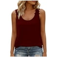 thumbnail image 2 of UPPADA Womens Sleeveless Tank Top Round Neck Lace Trim Tank Top Comfy Loose Fit Tunic Blouses Dressy Casual Blouse Ladies Summer Beach Shirts,wine tank tops M, 2 of 7