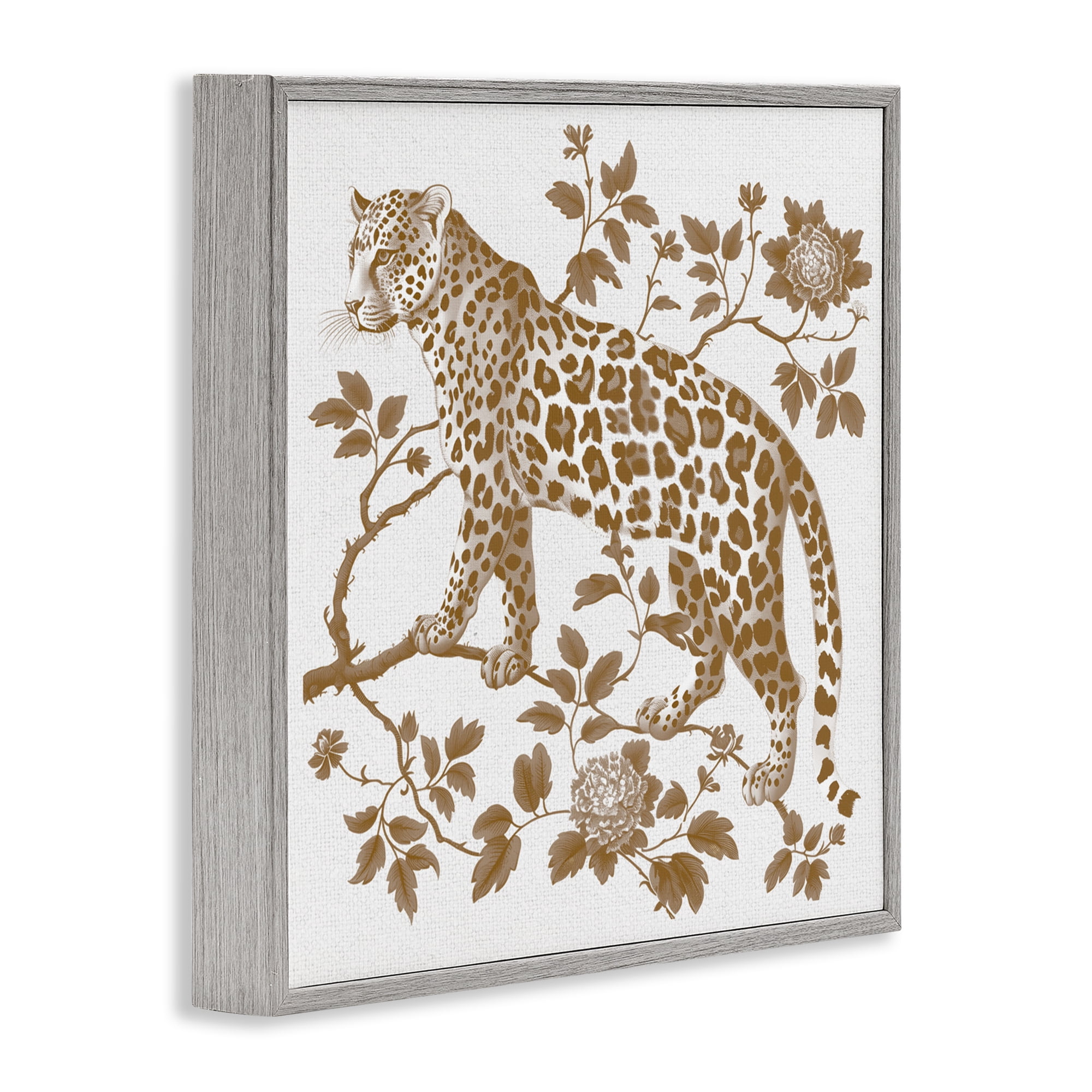 Earthy Details Vintage Leopard Gray Framed Giclee Art, design by Lettered and Lined