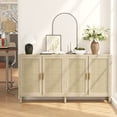 thumbnail image 2 of 70" Rattan Buffet Cabinet with Storage, 4-Door Sideboard Buffet Cabinet with Adjustable Shelves for Kitchen, Living Room and Dining Room, Easy Assembly, Natural Finish, 2 of 10