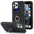 thumbnail image 1 of Funda de piel estilo vintage para iPhone 11 Pro con ranura para tarjetas, anillo giratorio de 360 grados, protección para la cámara, protección en las 4 esquinas, funda de teléfono muy resistente., 1 of 5