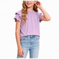 thumbnail image 4 of KPOPLK Girls Shirts Short Sleeve Soft Cotton T-Shirts Plain Tees Summer Casual Shirts Cute Print Tops Clothes Soft for Kids Size 11-12 Years,Purple, 4 of 8