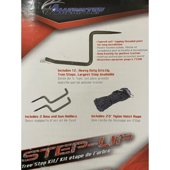 AMERISTEP TREE STEP 12 Pack with a 5.5" Step Area 2 Bow/Gun Holders & Hoist Rope