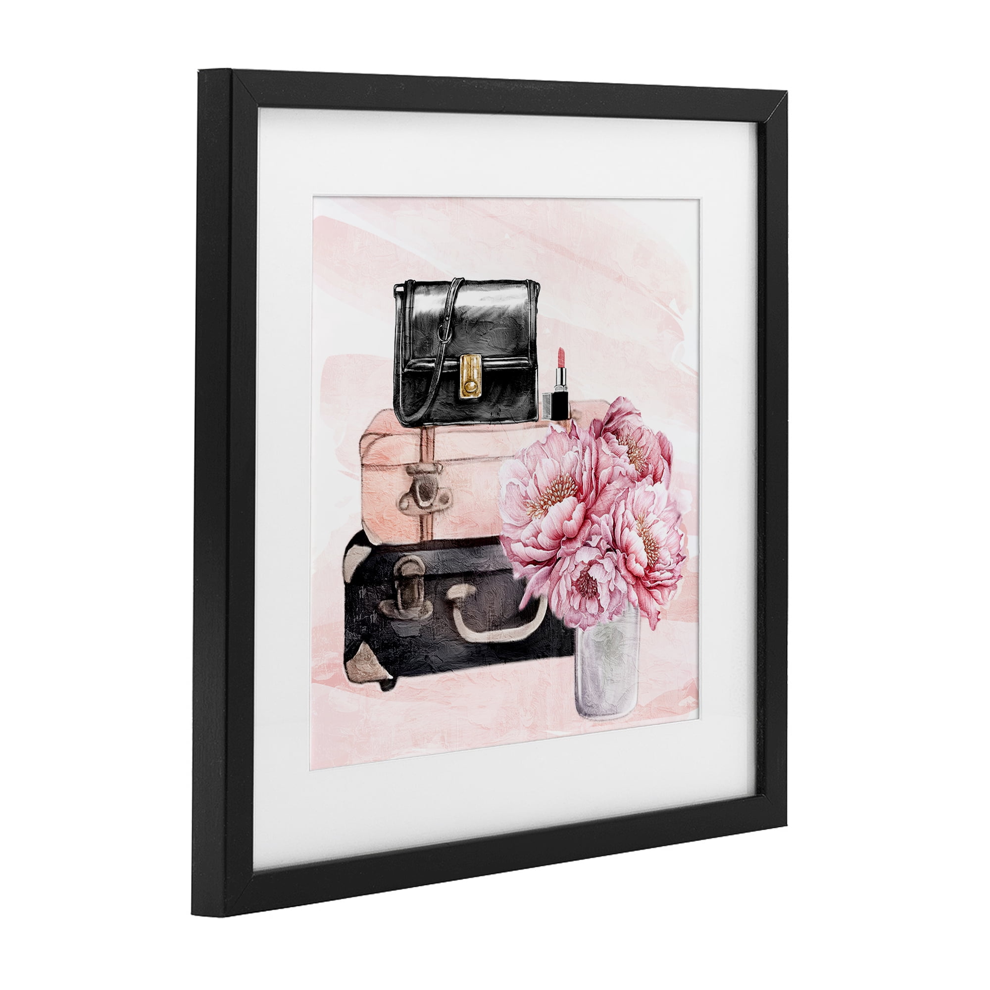 Stupell Industries Glam Time Stacked Bags Black Framed Print Under Glass, design by Kim Allen