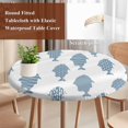 thumbnail image 3 of Abstract Art Fish Blue Round Tablecloth 45-54 Inch Round Fitted Table Cloth with Elastic Edge, Coastal Ocean Summer Marine Life Waterproof Table Cover Protector for Outdoor Picnic Party Dining, 3 of 9
