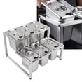 thumbnail image 3 of Condiment Dispenser Station, Stainless Steel Large Expandable Spice Rack With 1.6l And 2.2l Pans 2 Tier Removable Countertop Inclined Holder Commercial Food Dispenser For Sauce, 3 of 8