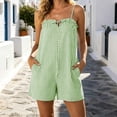 thumbnail image 2 of Taqqpue Rompers for Women Summer Sleeveless Scoop Neck Tank Top Women Striped Spaghetti Strap Romper Summer Beach Cover Up Shorts Casual Short Jumpsuit Rompers with Pockets, 2 of 9