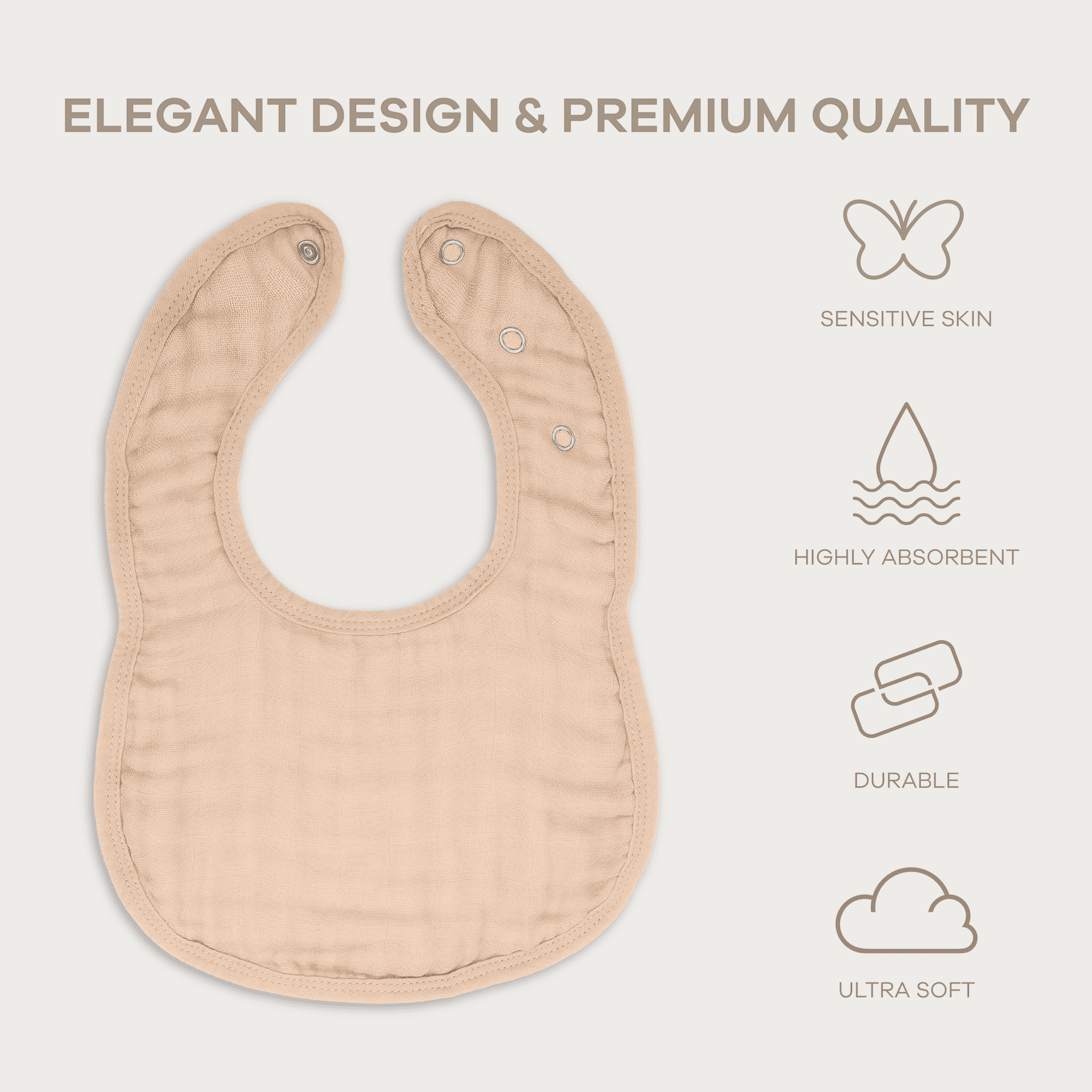 Comfy Cubs Muslin Cotton Baby Bibs, 8 Pack, Adjustable with Easy Snaps, Soft & Absorbent, Blush