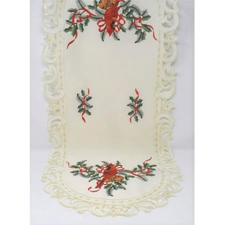 

Sinobrite H9148-16x72 16 x 72 in. Cardinal & Pine Cone on Branches Table Runner