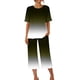 thumbnail image 4 of Conjunto de Pijama de Mujer Estampado Cuello Redondo Camiseta de Manga Corta Y Pantalones, Ropa de Salón con Bolsillos, 4 of 9