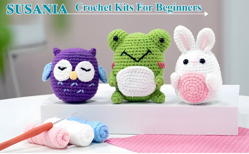 Yalumo Crochet Kit for Beginners, Crochet Starter Animal Kits for Adult and Kids with Step-by-Step Video Tutorials and Yarns, Hook, Accessories