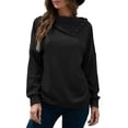 thumbnail image 1 of Pull-over Moda mujer Turn-down Collor Pullover Manga larga Suelta Casual Túnica Sudaderas Color sólido Tops 1 1, 1 of 5