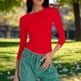 thumbnail image 4 of Dagugfen Sports Casual Tops for Women Fitness Stretchy Crew Neck Spandex Tops Daily Wear Base Layer Shirts, 4 of 7