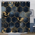 thumbnail image 4 of Navy Blue Marble Shower Curtain, Grid Honeycomb Irregular Plaid Geometric with Gold Leaf Bathroom Curtain for Modern Bathtub Decor Waterproof Fabric Machine Washable with 12 Hooks,36"x72", 4 of 6
