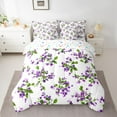thumbnail image 2 of Manfei Spring Graden 7-Piece Bedding Comforter Set for Girls Female Women,Chic Purple Flowers King Bedding Sets,Green Purple Ultra Soft Bed Sheets,Breathable Home Decor,Reversible, 2 of 8