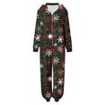 thumbnail image 5 of Odeerbi Christmas Onesie Pajamas for Family Holiday Sleep Jumpsuit Long Sleeve Family Christmas Pajamas Matching Sets Mom Fashion Lattice Print Plush Jumpsuit Sleepwear PJs Set Green, 5 of 7