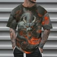 thumbnail image 2 of JUUYY Men's Summer Fashion Chinese Style 3D Dragon Element All-over Print T Shirt Big and Tall Casual Round Neck Short Sleeve Pullover Plus Size Tops Multicolor XXL, 2 of 5