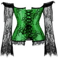 thumbnail image 3 of Grebrafan Womens Corset Top Renaissance Bustier Green M, 3 of 5