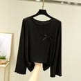 thumbnail image 3 of Chbgutlmr Womens Tops Long Sleeve Pajamas Tops Ruffle Crewneck Long Sleeve Fall Soft Comfy Homewear Pjs, 3 of 6